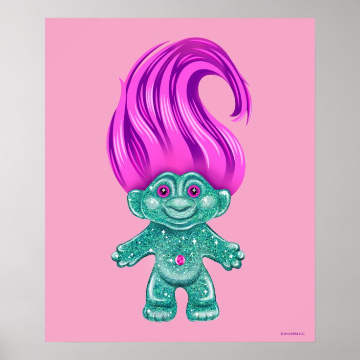 Classic Trolls Green Glitter Troll Poster Zazzle 