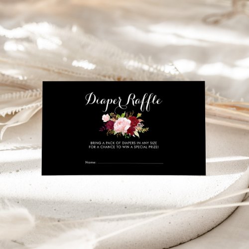 Classic Tropical Black and Burgundy Diaper Raffle Enclosure Card