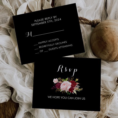 Classic Tropical Black and Burgundy Rsvp Card