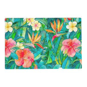 Classic Tropical Garden in Watercolors Cloth Place Placemat