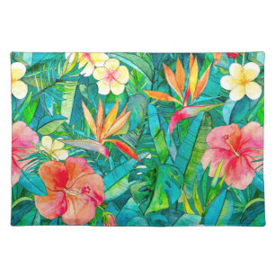 Classic Tropical Garden in Watercolors Cloth Placemat
