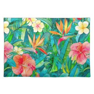 Classic Tropical Garden in Watercolors Cloth Placemat
