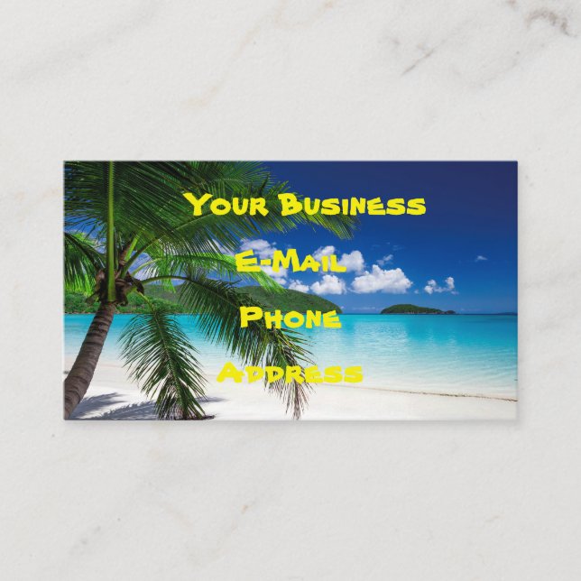 Classic Tropical Island Beach Paradise Business Card (Front)