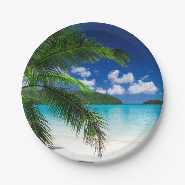 Classic Tropical Island Beach Paradise Paper Plates (Front)