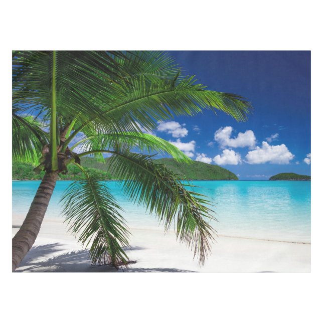 Classic Tropical Island Beach Paradise Tablecloth (Front (Horizontal))