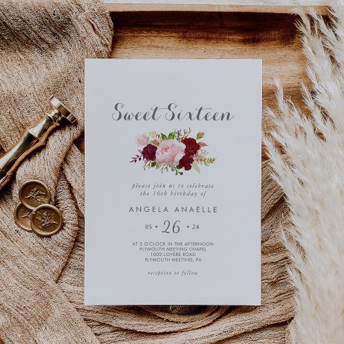 Classic Tropical Sweet Sixteen Birthday Party Invitation