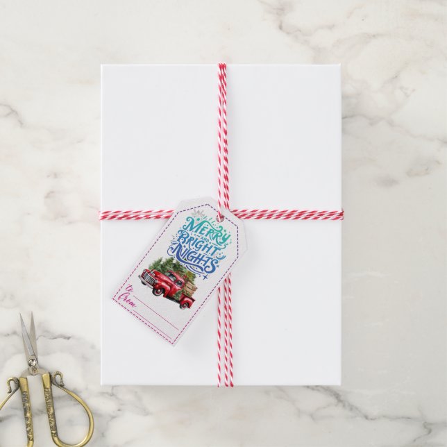 Classic truck Christmas gift tags (With Twine)