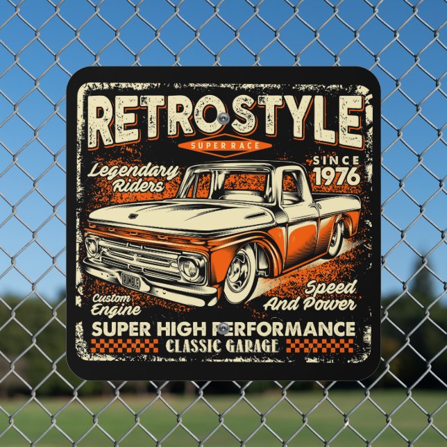 Classic Truck Retro Garage Art Metal Sign (In Situ(Fence))