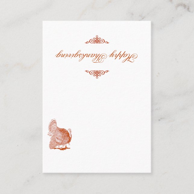 Classic Turkey Thanksgiving Place Card (Front)