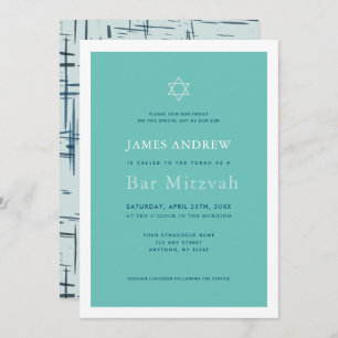 Classic Turquoise Blue Bar Mitzvah Invitation