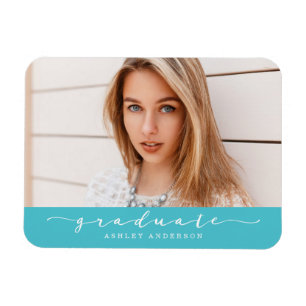 Classic Turquoise Graduation Photo Magnet