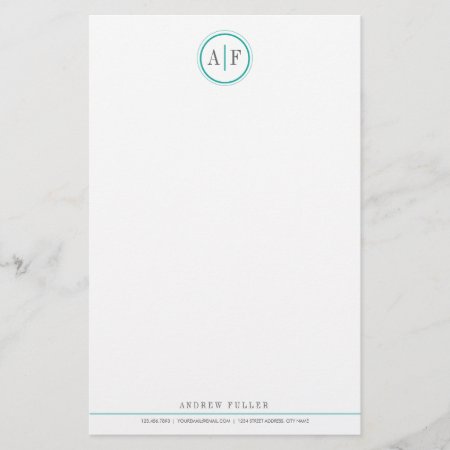 Classic Turquoise Monogrammed Stationery