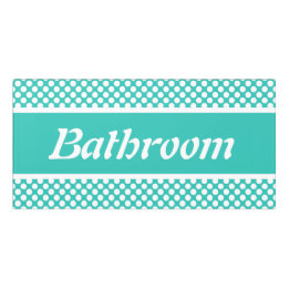 Classic Turquoise & White Polka Dot Bathroom Door Sign