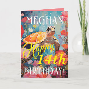 Classic Turtle And Ocean Happy Birthday Card