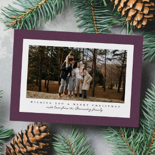 Classic tweed frame purple Merry Christmas photo Holiday Card