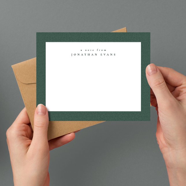 Classic tweed frame simple dark green personal note card (Creator Uploaded)
