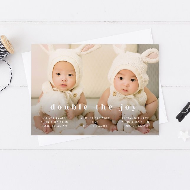 Classic Twins Baby Birth Announcement (Creator Uploaded)