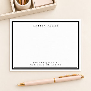 Classic Two Border Name Address Flat Note Card