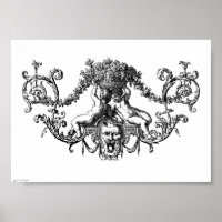 Classic Two Cherubs with Ivy and Flowers Poster