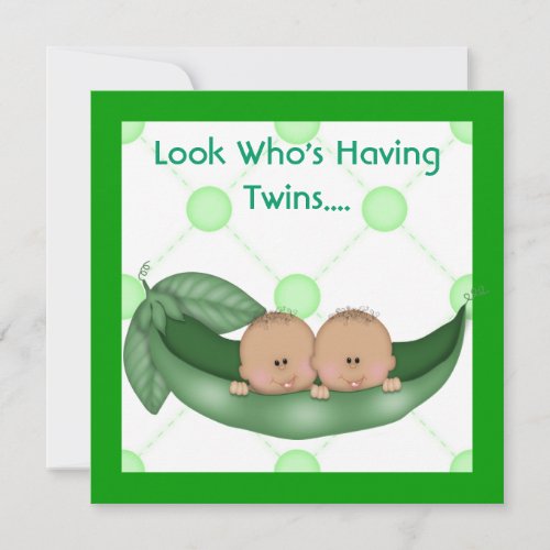 CLASSIC TWO PEAS IN A POD BABY SHOWER TWIN INVITES