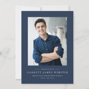 Classic two photo navy graduation announcement