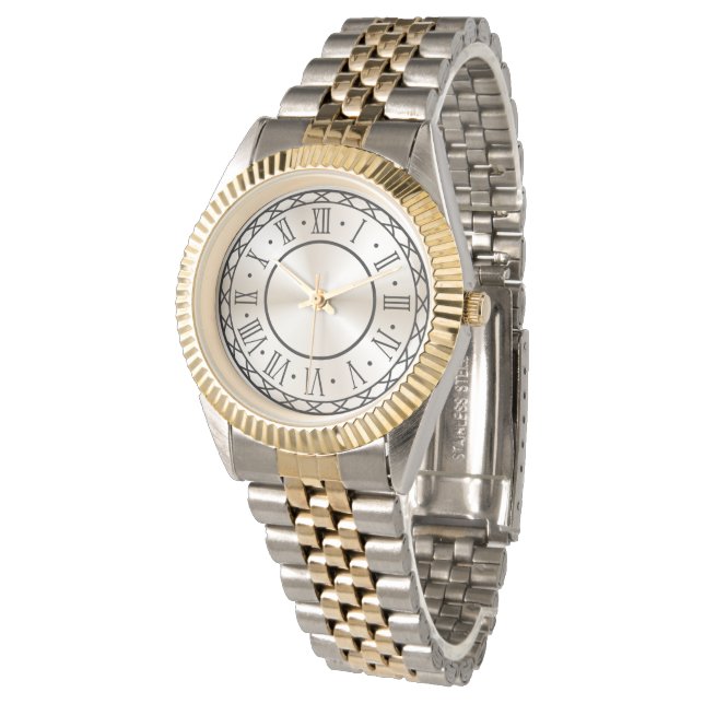 Classic Two-Tone Women’s Analog Watch (Angled)
