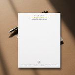 Classic Type Faux Gold Line Law Legal Lawyer Letterhead<br><div class="desc">A modern classic, simple and elegant personalized letterhead for a law office, lawyer, paralegal or other professionals working in the legal field. It features a simple white background, modern black typography, a template for the logo, as well as a simple gold line with a discrete gradient (these are digital effects,...</div>