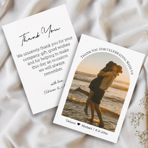 Classic Typography Arch Photo Wedding Thank You Note Card