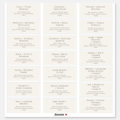 Classic Typography  Beige Guest Address Labels