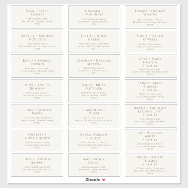 Classic Typography | Beige Guest Address Labels (Sheet)