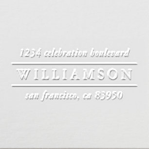 Classic Typography Family Name Return Address Embosser