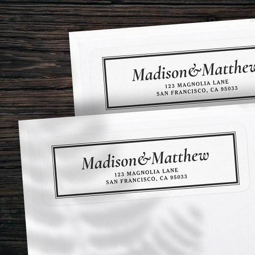 Classic Typography Framed Wedding Return Address Label