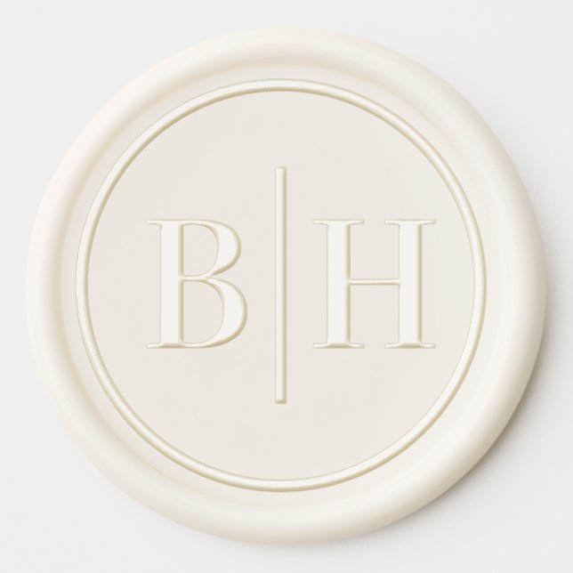 Classic Typography Horizontal Wedding Monogram Wax Seal Sticker (Front)