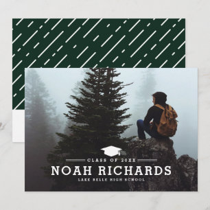 Classic Typography Hunter Green Photo Graduation Invitation