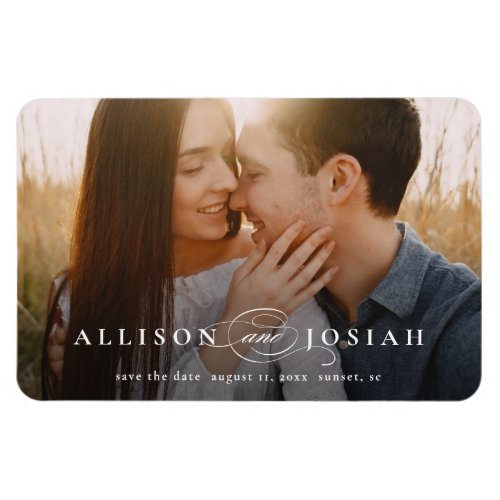 Classic Typography Photo Wedding Save the Date Magnet
