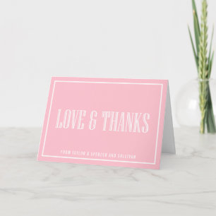 Classic Typography Pink Wedding Thank You Card