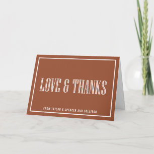 Classic Typography Terracotta Wedding Letterpress Thank You Card