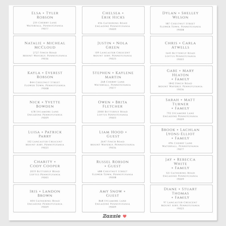 Classic Typography Wedding Guest Address Labels | Zazzle