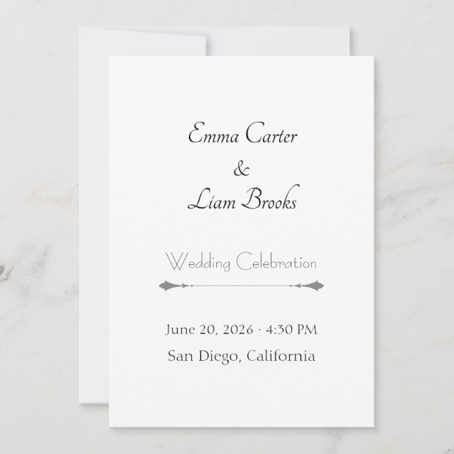 Classic Typography Wedding Invitation (Front)