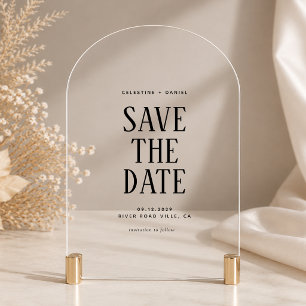 Classic Typography Wedding Save the Date Acrylic