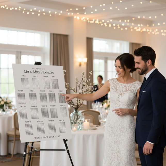 Classic Typography Wedding Seating Plan 18 table Foam Board (Creator Uploaded)