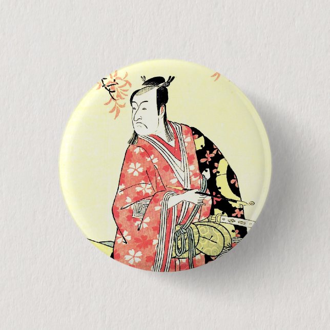 Classic ukiyo-e Traditional Japanese Samurai art Button (Front)