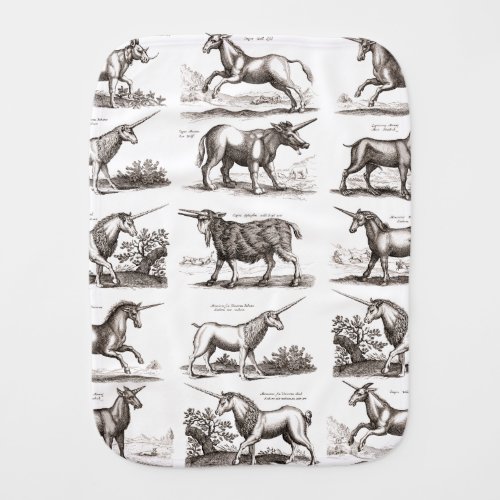 Classic Unicorn Antique Mythical Magical Creature Baby Burp Cloth