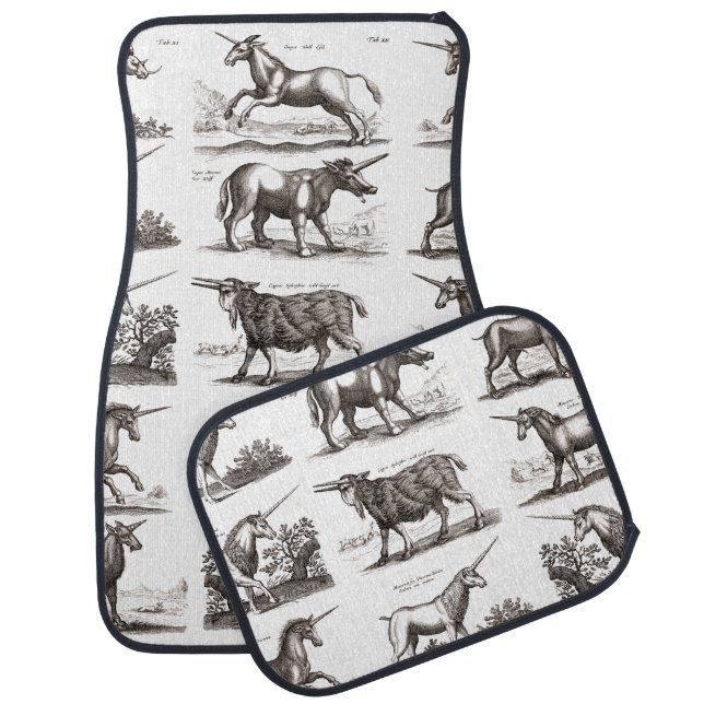 Classic Unicorn Antique Mythical Magical Creature Car Floor Mat (Set)