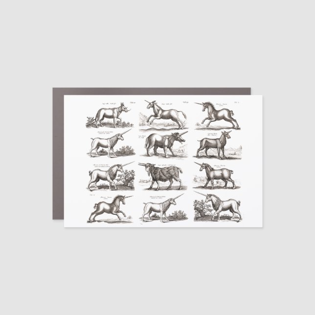Classic Unicorn Antique Mythical Magical Creature Car Magnet (Front)