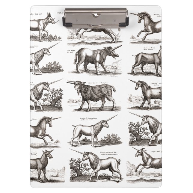 Classic Unicorn Antique Mythical Magical Creature Clipboard (Front)