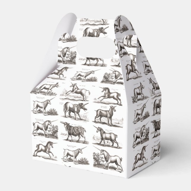 Classic Unicorn Antique Mythical Magical Creature Favor Boxes (Front Side)