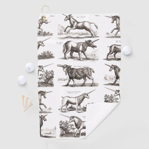 Classic Unicorn Antique Mythical Magical Creature Golf Towel