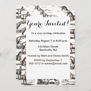 Classic Unicorn Antique Mythical Magical Creature Invitation