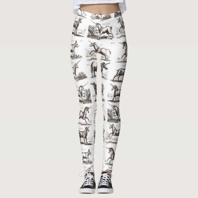 Classic Unicorn Antique Mythical Magical Creature Leggings (Front)